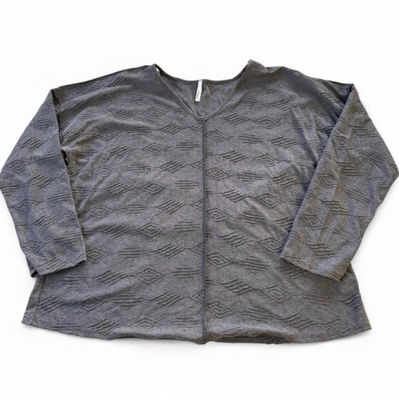 Hesed Textured Geometric Diamond Long Sleeve Top Women’s Plus 1X Southwestern - Picture 1 of 5